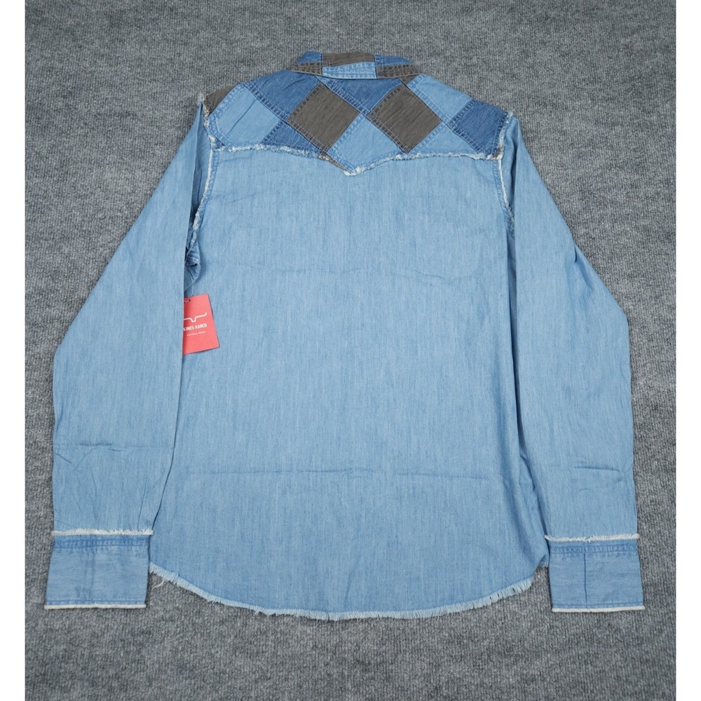 Kimes Ranch Shirt Women's 2XL Blue KC Patched Denim Pearl Snap Western NWT - Picture 4 of 13
